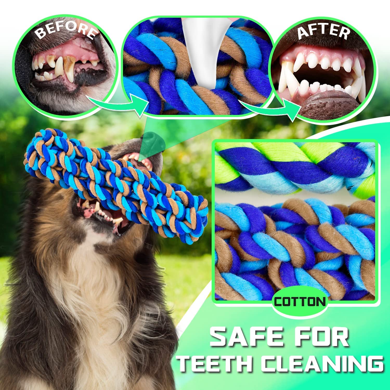 Juguetes para masticar perros XL para masticadores agresivos de raza grande, paquete de 14 juguetes resistentes para perros indestructibles para masticar agresivos, juguetes duraderos para masticar cachorros para dentición, juguetes de cuerda de algodón r