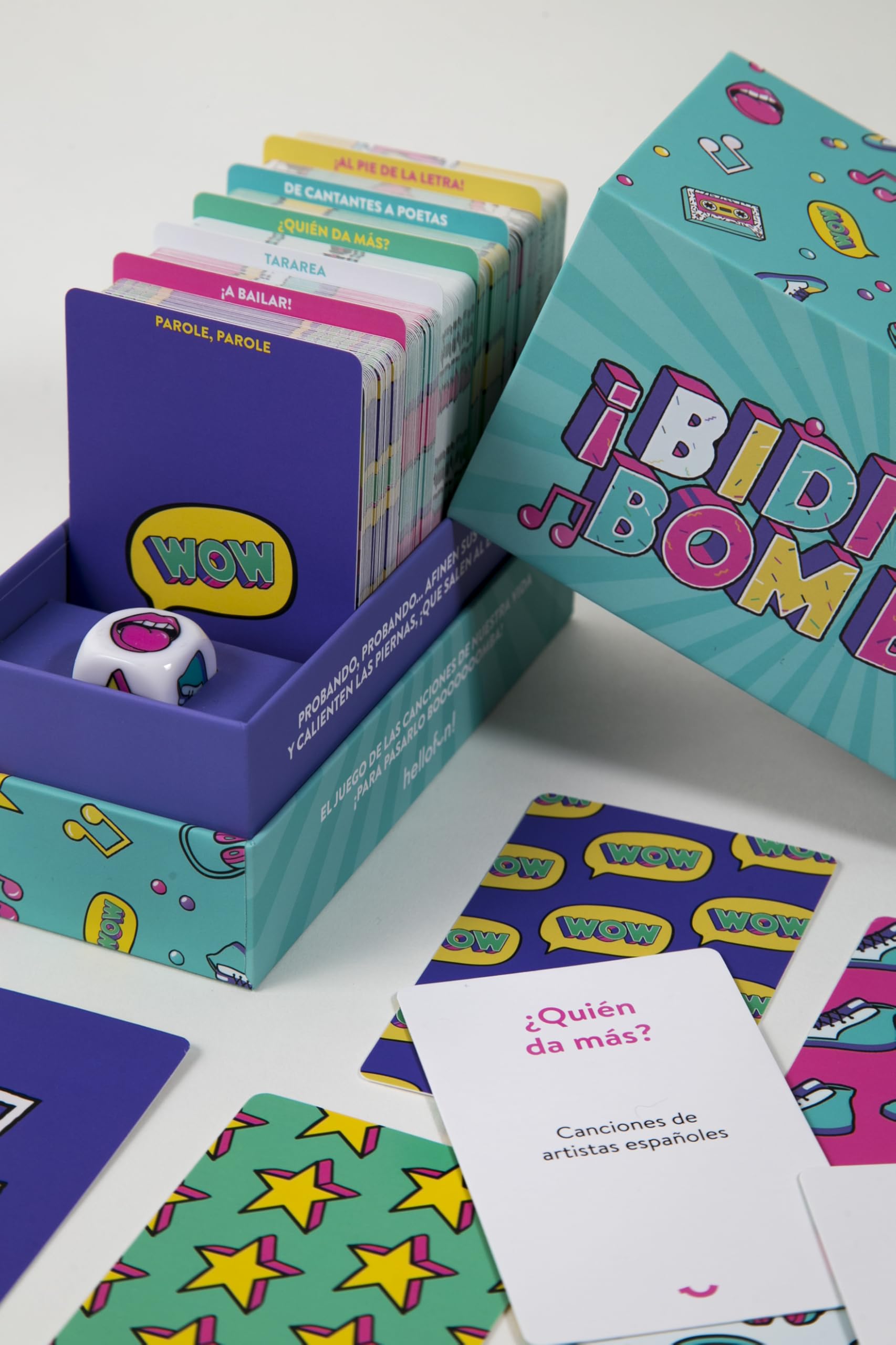 Hellofun! Bidi Bidi Bom Bom, el Juego de Mesa y Regalo Perfecto para los Amantes de la música: ¡Casi 200 Pruebas para Poner a Prueba tu Talento!