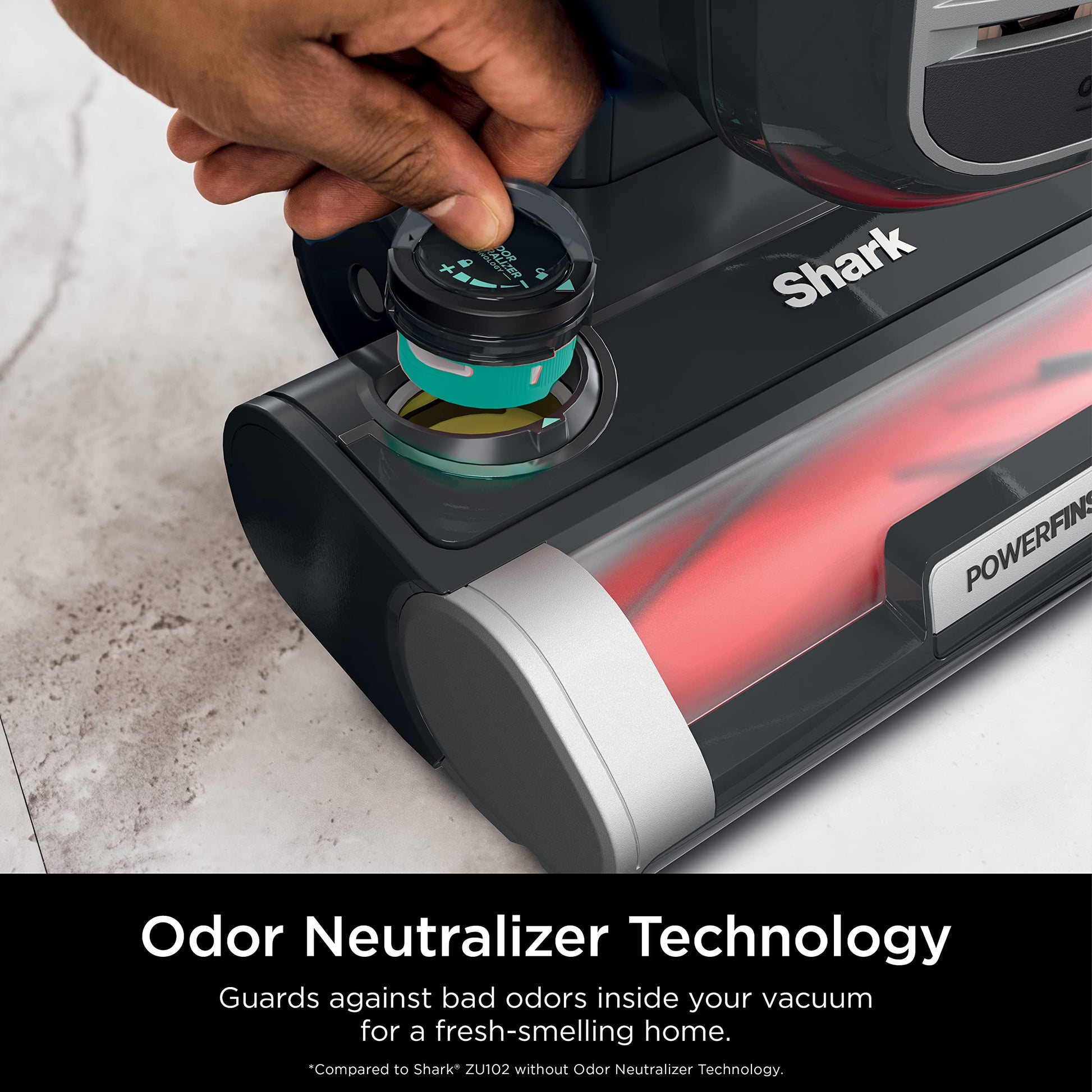Shark ZU102 - Aspiradora Vertical para Mascotas con PowerFins HairPro y tecnología neutralizadora de olores, carbón, 2.9 L