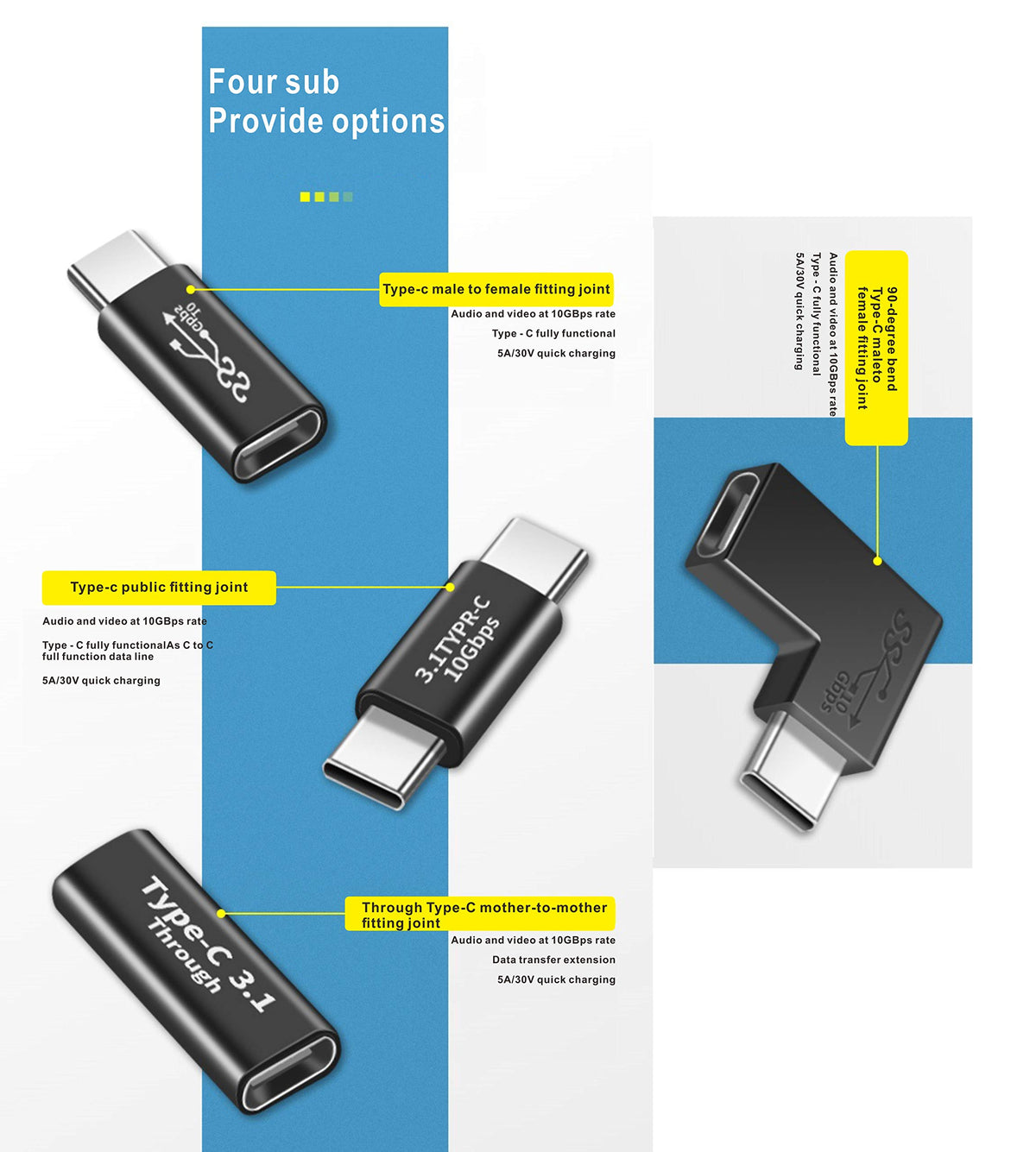 Adaptador USB C BOLS Negro Compatible con Función Completa y Carga Rápida