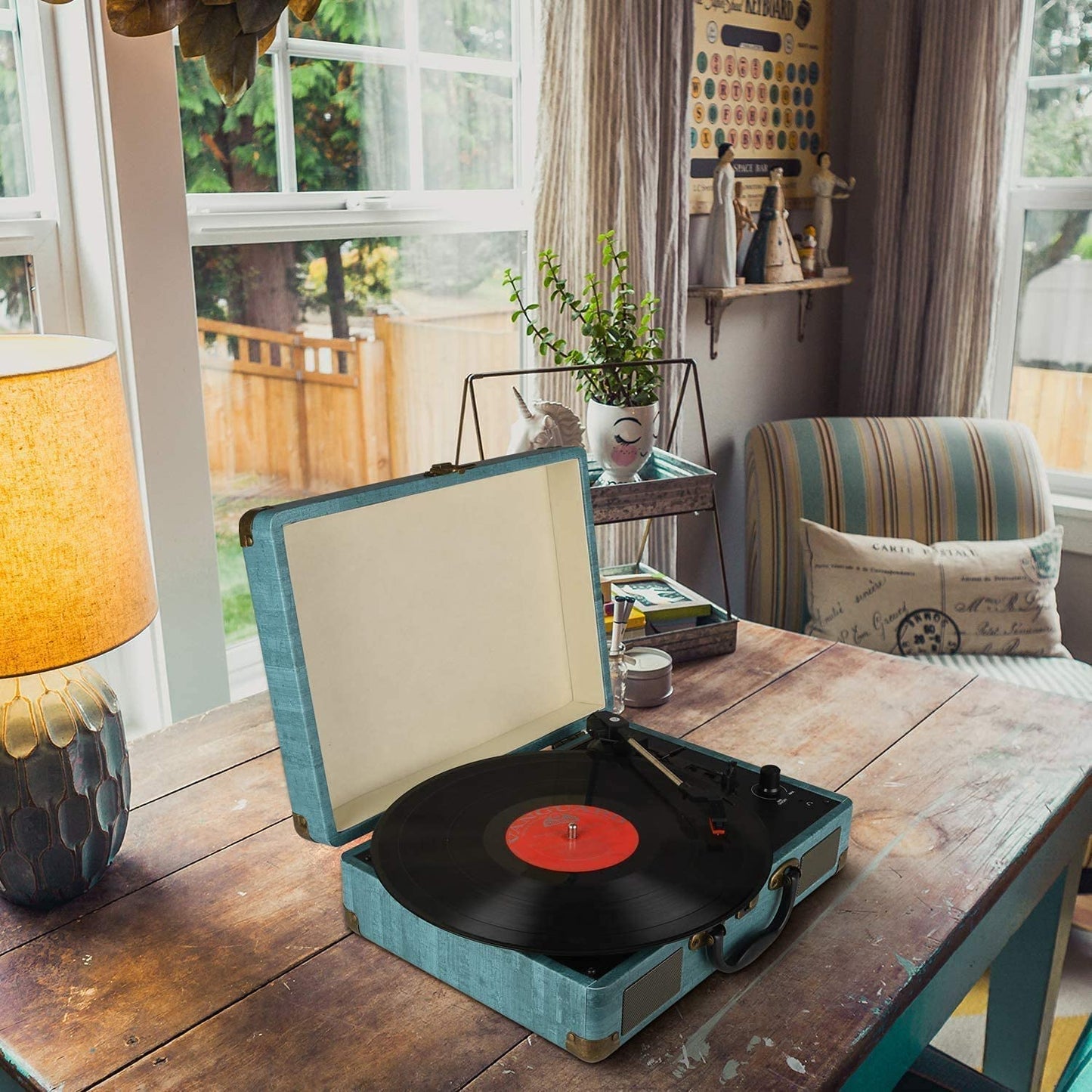 Kedok Tocadiscos Bluetooth de 3 velocidades con y Altavoces estéreos incorporados,admite Salida Salida RCA/Aux in/Auriculares