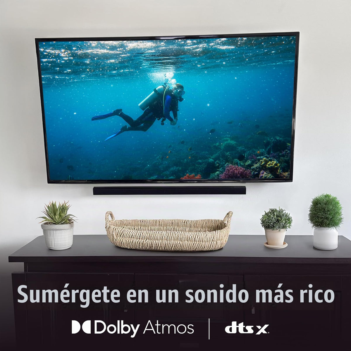 Barra de Sonido Westinghouse Negra 2.1 Canales con Dolby Atmos y Subwoofer Inalámbrico para Smart TV