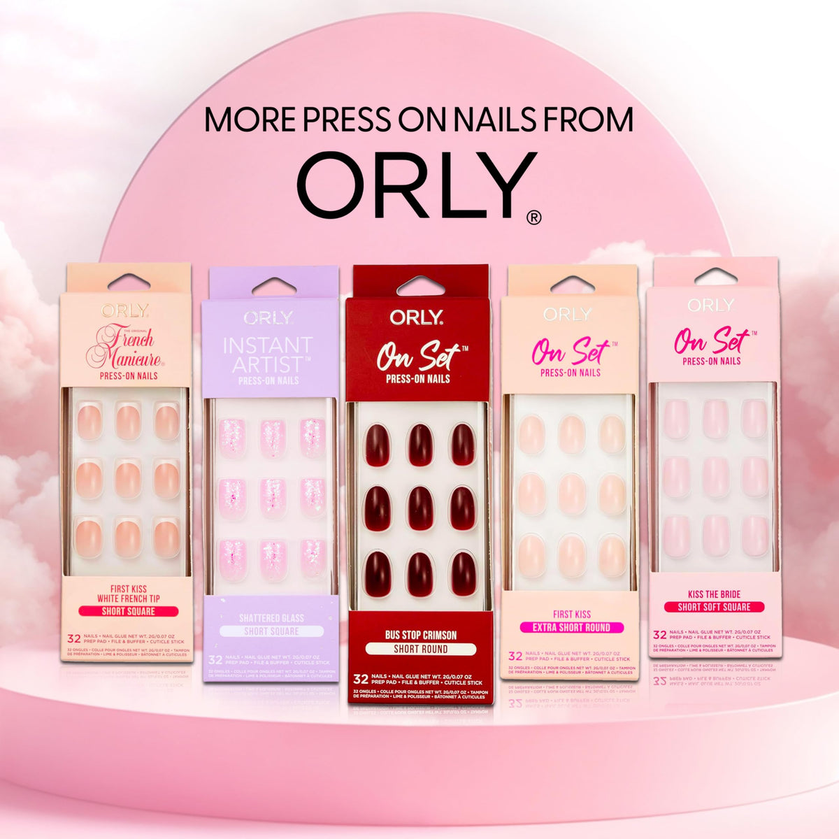 Orly Uñas postizas ORLY | Diseños almendrados, cuadrados, punta francesa, cortos y largos (punta francesa Kiss the Bride (almendra corta))