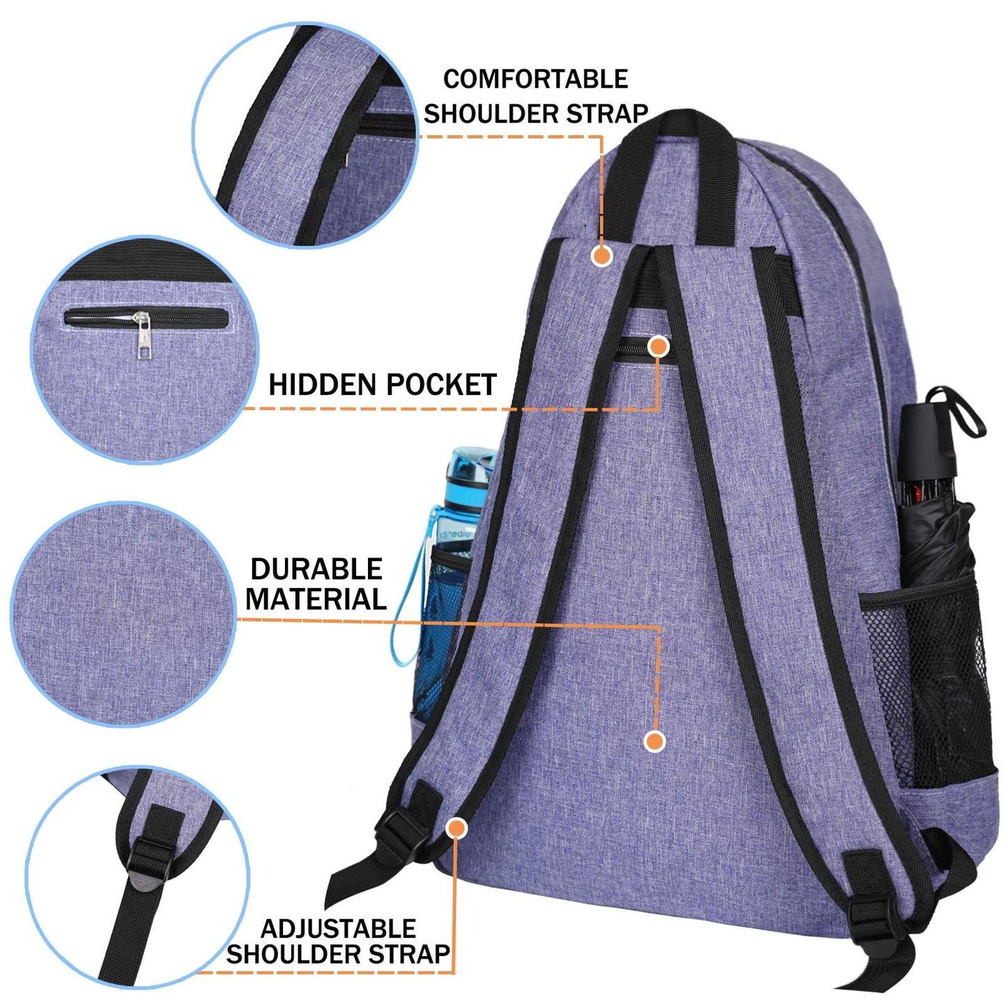 Mochila de Tenis ACOSEN morado con Sujeción para Raquetas para Mujer y Hombre