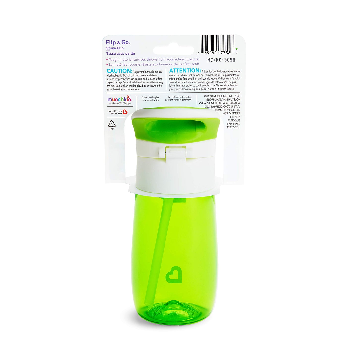 Munchkin Flip and Go Tritan - Taza de popote, 12 onzas (verde/azul, paquete de 2)