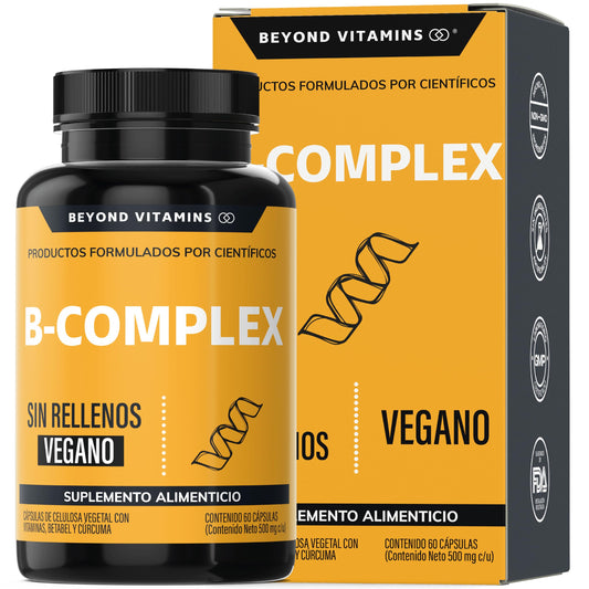B-Complex | Vitaminas Complejo B Premium | 100% Vegano | Sin rellenos | Suplementos Beyond Vitamins -60 cápsulas