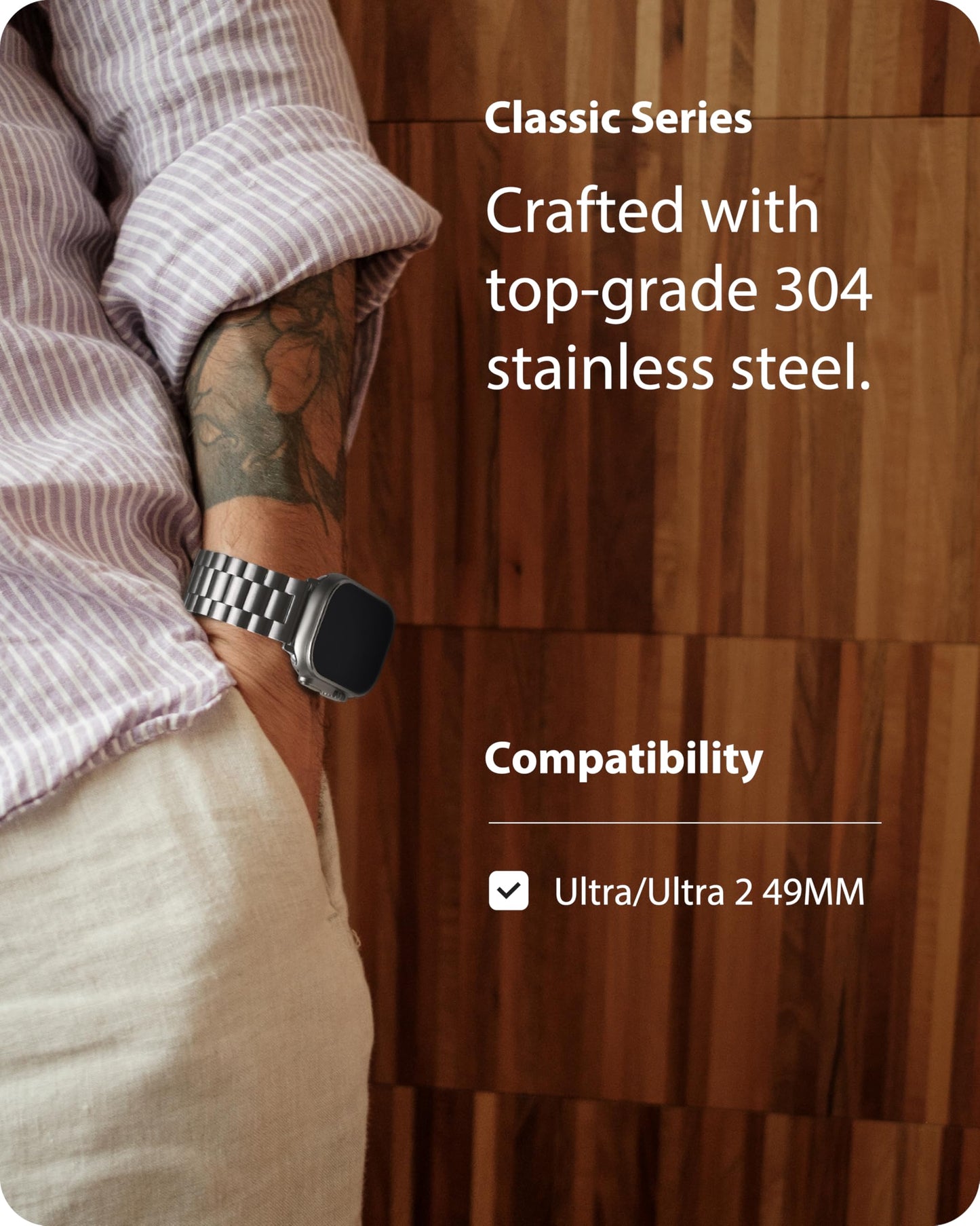 Fullmosa Correa Compatible Con Apple Watch Ultra 49mm,Pulsera Acero Inoxidable con Case Para iWatch Ultra2 Ultra,49mm Plata