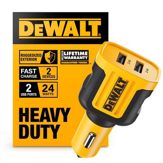 Dewalt Cargador de Coche USB de 2 Puertos - Carga rápida de 24W USB-A de Doble Puerto para iPhone 14 13 12 11 Pro MAX X XR XS 8 Plus 6s iPad - Compatible con Samsung Galaxy S22 S21 S10 Plus S7 GPS