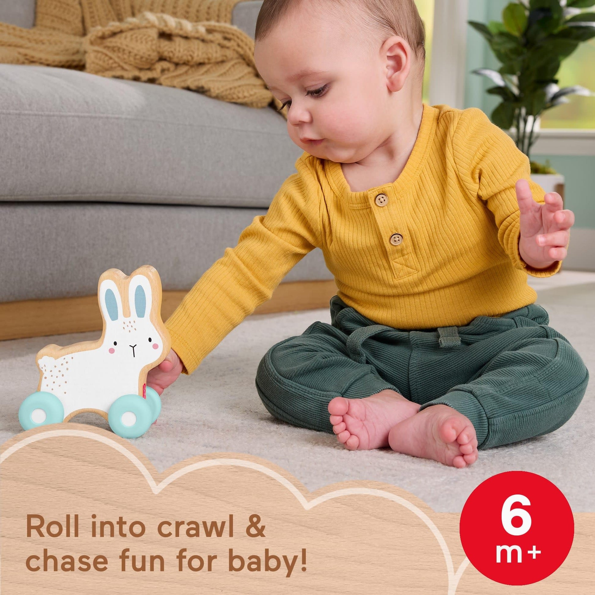 Fisher-Price Juguete para Bebés Conejito Pasea Conmigo de Madera para bebés de 6 Meses en adelante