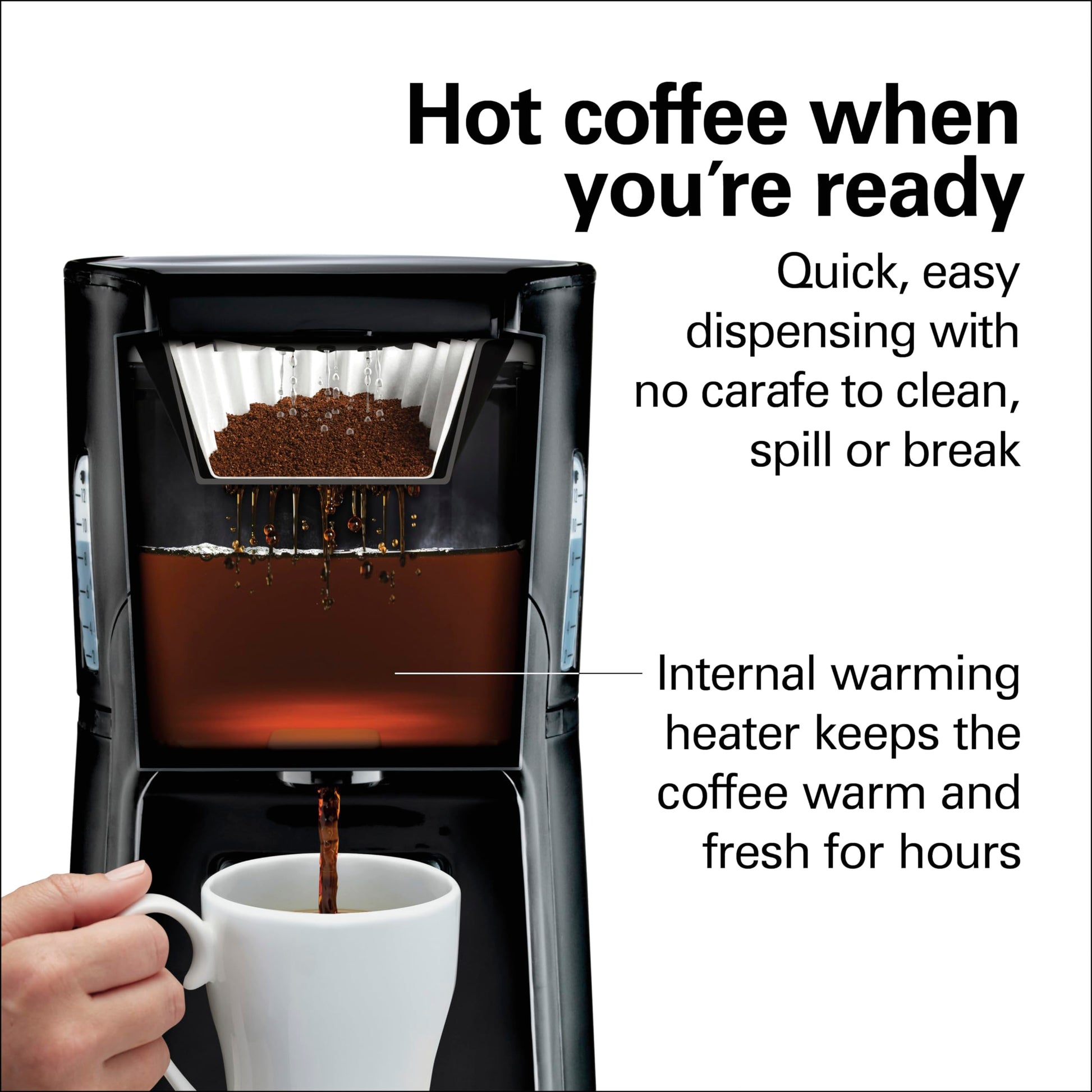 Hamilton Beach brewstation 47380 dispensador de 10 tazas cafetera, Negro, 12 tazas, 1