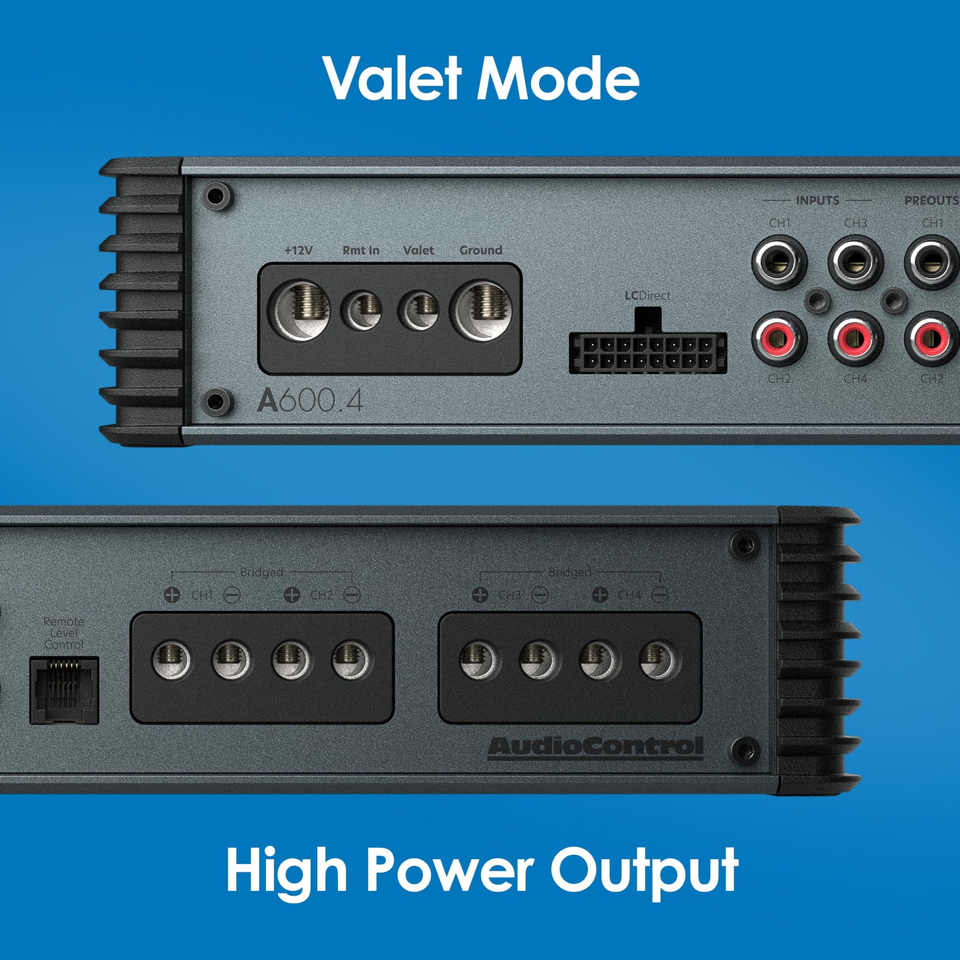 AudioControl A600.4 Altitude 600 W RMS 4 canales amplificador de audio para coche, clase D, modo valet, paraBASS, entradas de nivel alto/bajo, crossover, compatible con EV