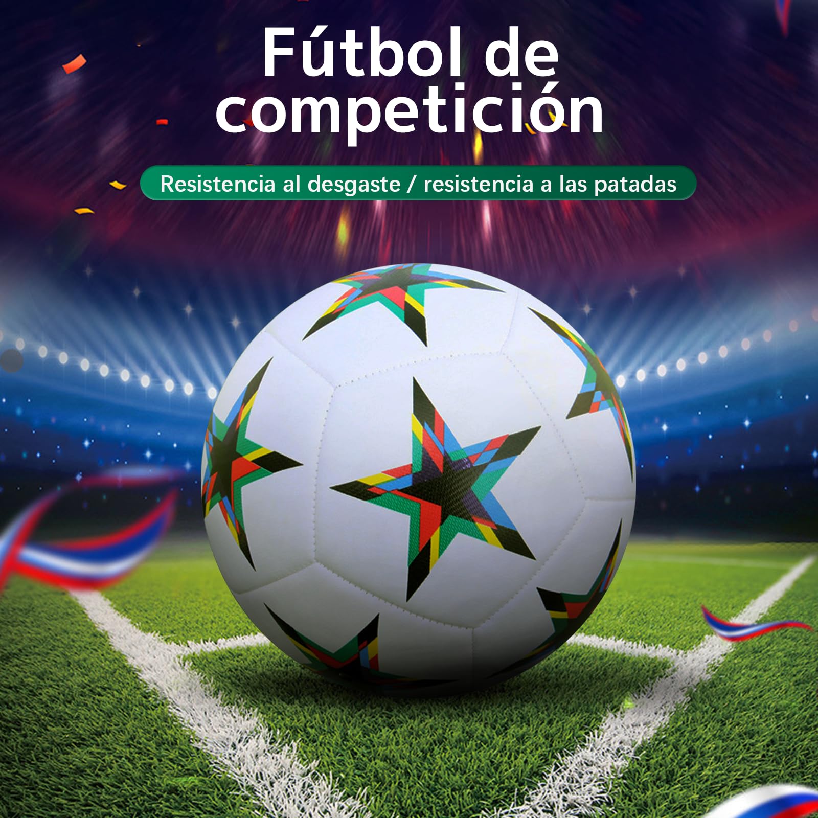 Balón de Fútbol ZYJXLY Estilo Copa del Mundo Número 5 para Entrenamiento y Competición