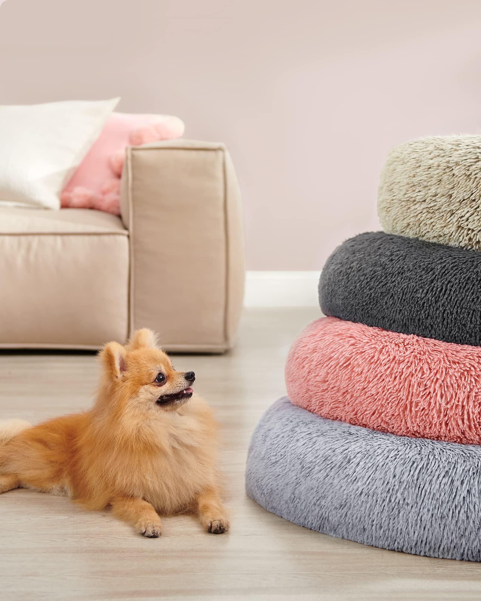 Cama de Perros Feandrea Rosa con Cojín Central Extraíble y Lavable