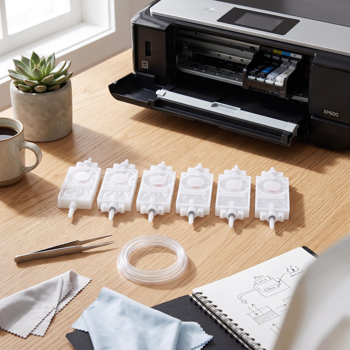 Amortiguador de Tinta Xp600 Blanco Instalación Fácil 6 Piezas