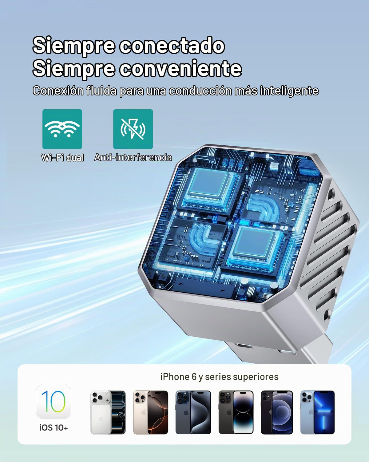Adaptador Inalámbrico OTTOCAST Mini Pot 2025 Blanco WiFi 5 GHz Plug & Play para iPhone y Android en Coches OEM para Hombre y Mujer