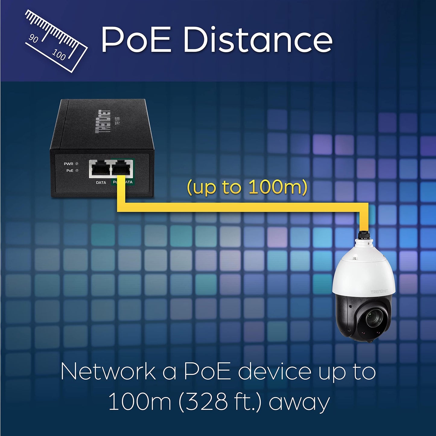 TRENDnet Inyector Gigabit PoE++, Convierte un Puerto no PoE a un Puerto PoE++ Gigabit, PoE (15.4W), PoE+ (30W), o PoE++ (95W), hasta 100m (328 ft), Fuente de alimentación integrada, Negro, TPE-119GI