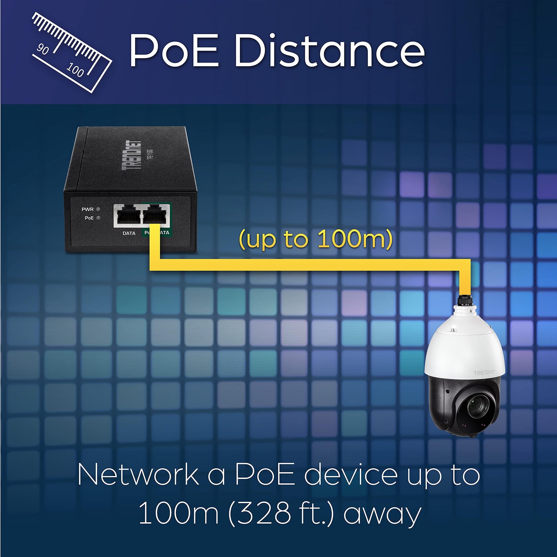 TRENDnet Inyector Gigabit PoE++, Convierte un Puerto no PoE a un Puerto PoE++ Gigabit, PoE (15.4W), PoE+ (30W), o PoE++ (95W), hasta 100m (328 ft), Fuente de alimentación integrada, Negro, TPE-119GI