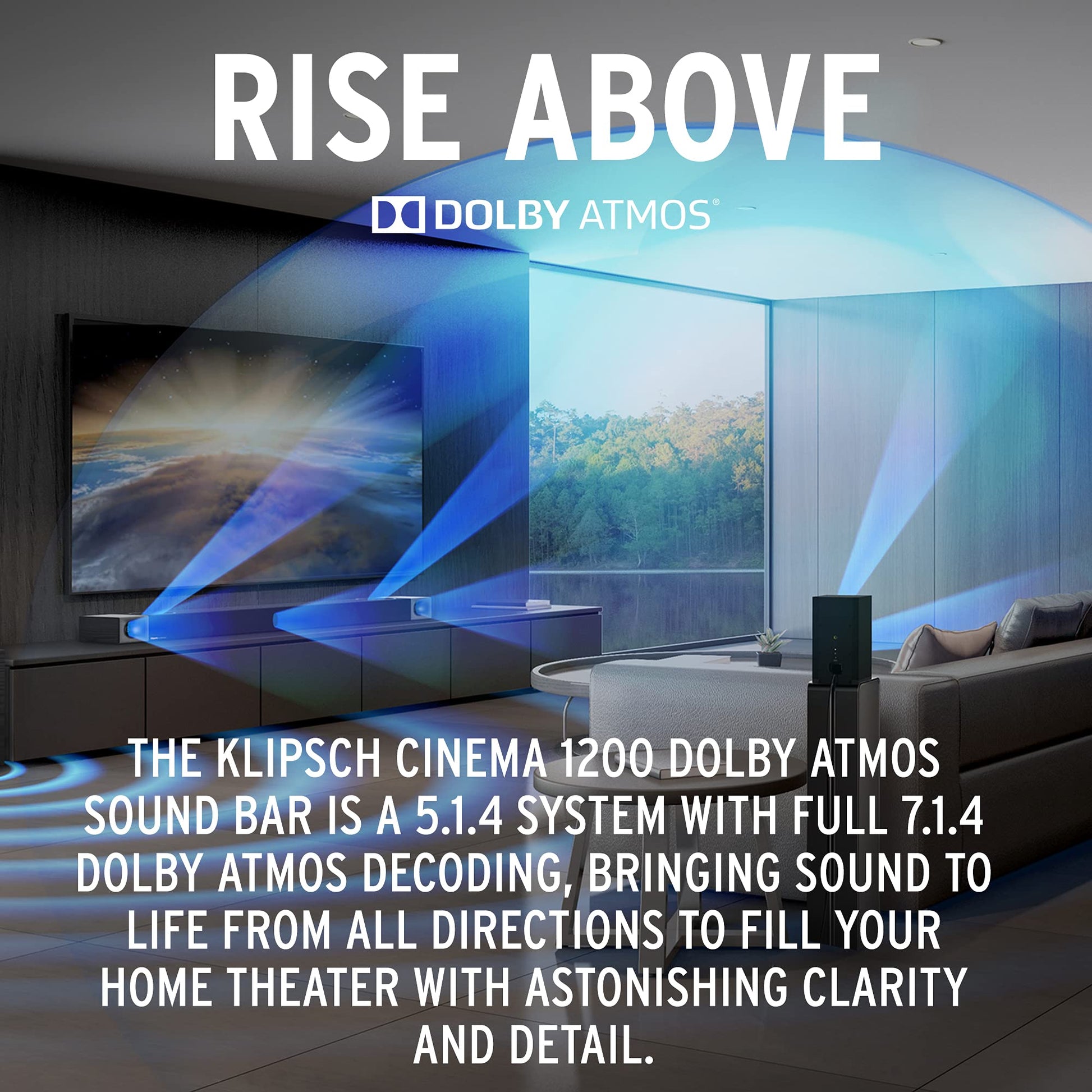 Klipsch Cinema 1200 5.1.4 Dolby Atmos Barra de Sonido y Sistema de Sonido Envolvente