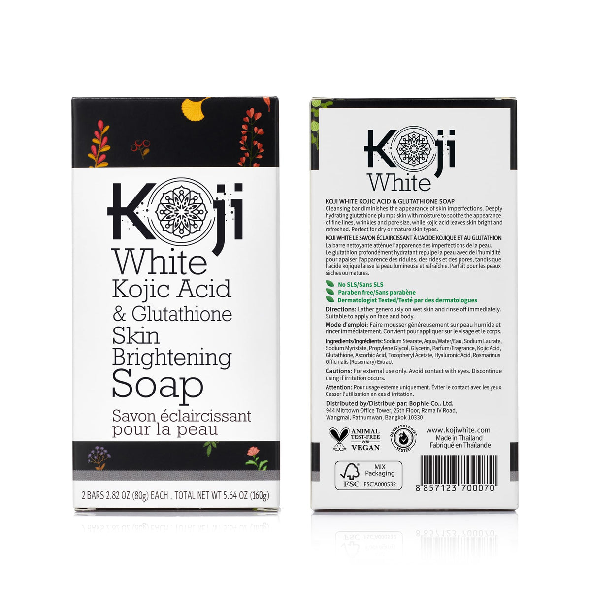 Kojic Acid & Glutathione Skin Lightening Soap (2.82 oz/2 Bars) - Brightening & Bleaching Skin Tone Formula " Reduce Acne Scars, Wrinkles Elimination, Removal Acne Scars, Dark Spots And Freckles