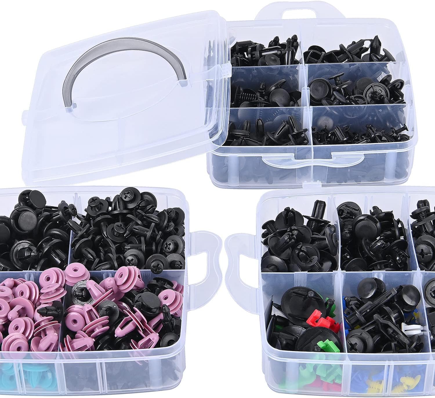Kit de Grapas Automotrices Universal 725 Piezas con Removedor de Sujetadores 23 Tamaños