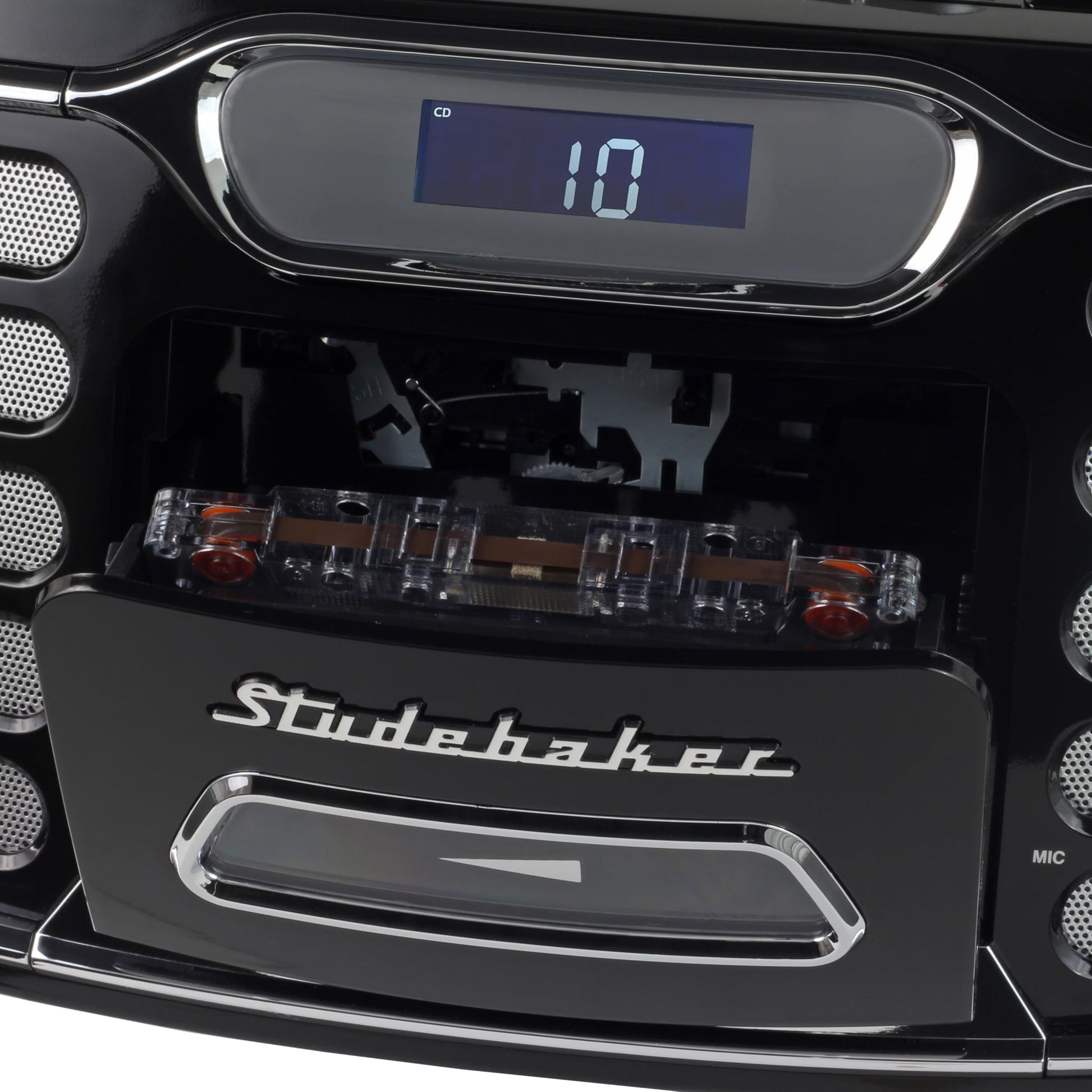 Boombox Bluetooth Retro Edge Negro con Reproductor de CD/Cassette y Radio Estéreo AM-FM