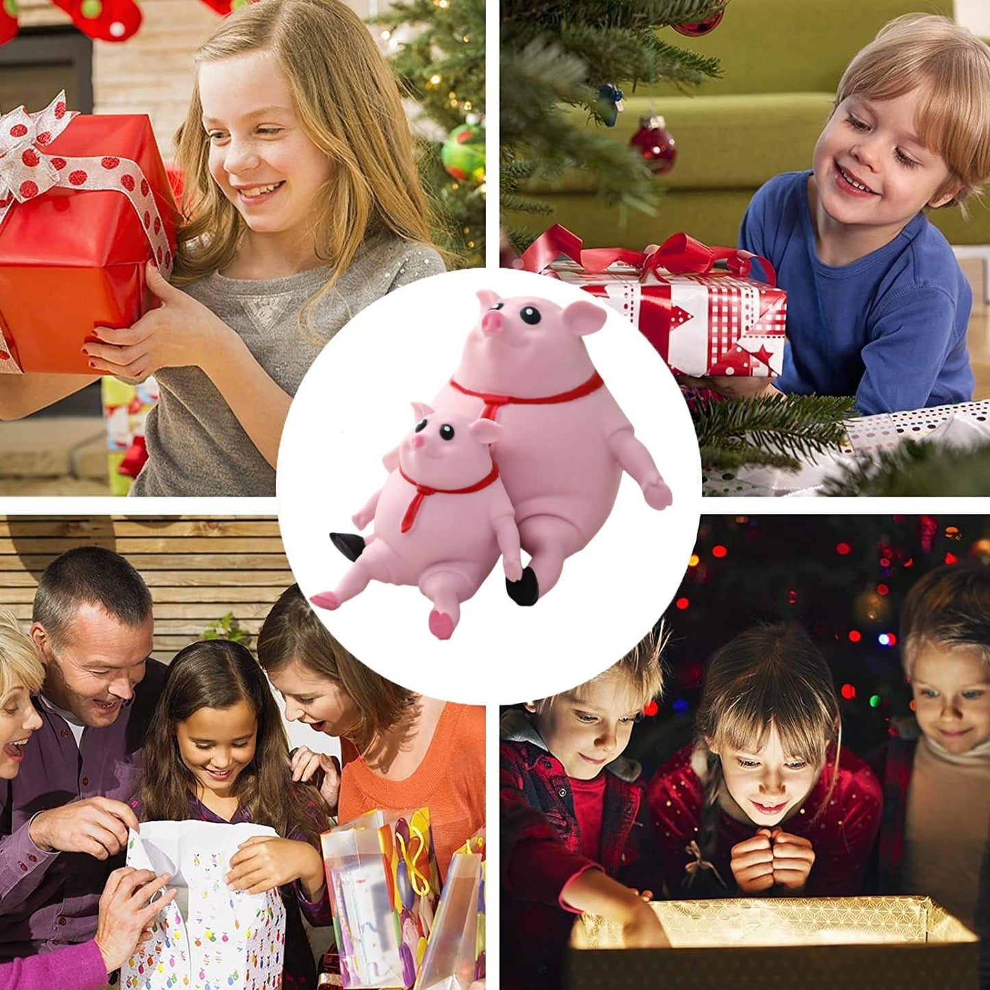 JINSUPIN - Juguete blando de cerdo rosa - Adorable juguete de descompresión para aliviar el estrés, diversión perfecta para niños y adultos (cerdo mediano)