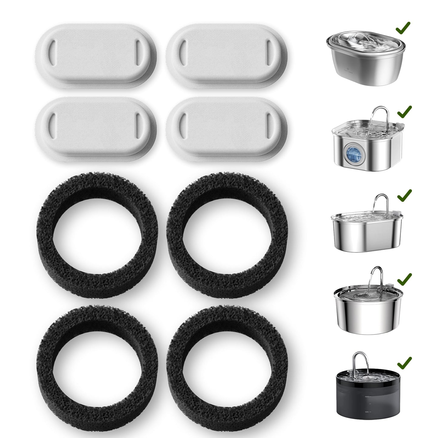 Filtros de Repuesto PETLIBRO Acero Inoxidable para Fuente de Agua para 2 Meses 4 Unidades