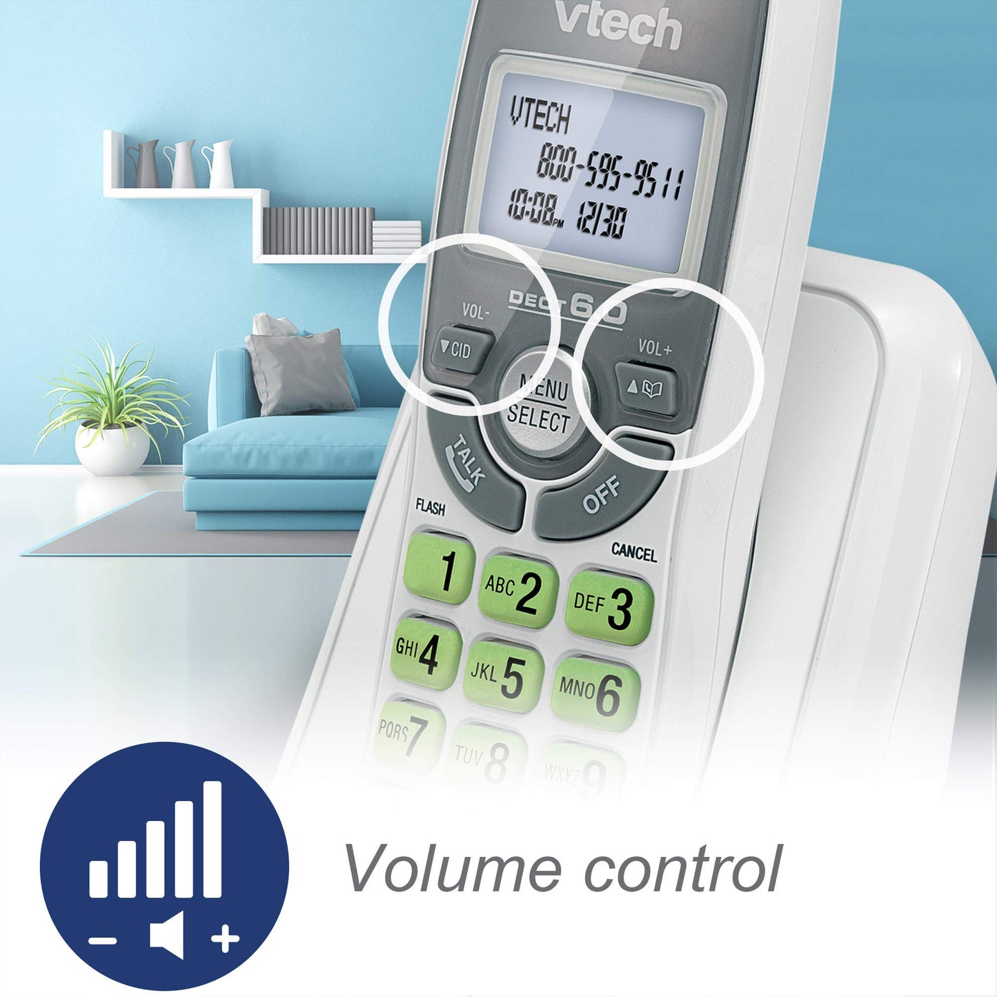 Telefono Inalambrico Vtech Detec 6.0 Digital Cs6114 Blanco