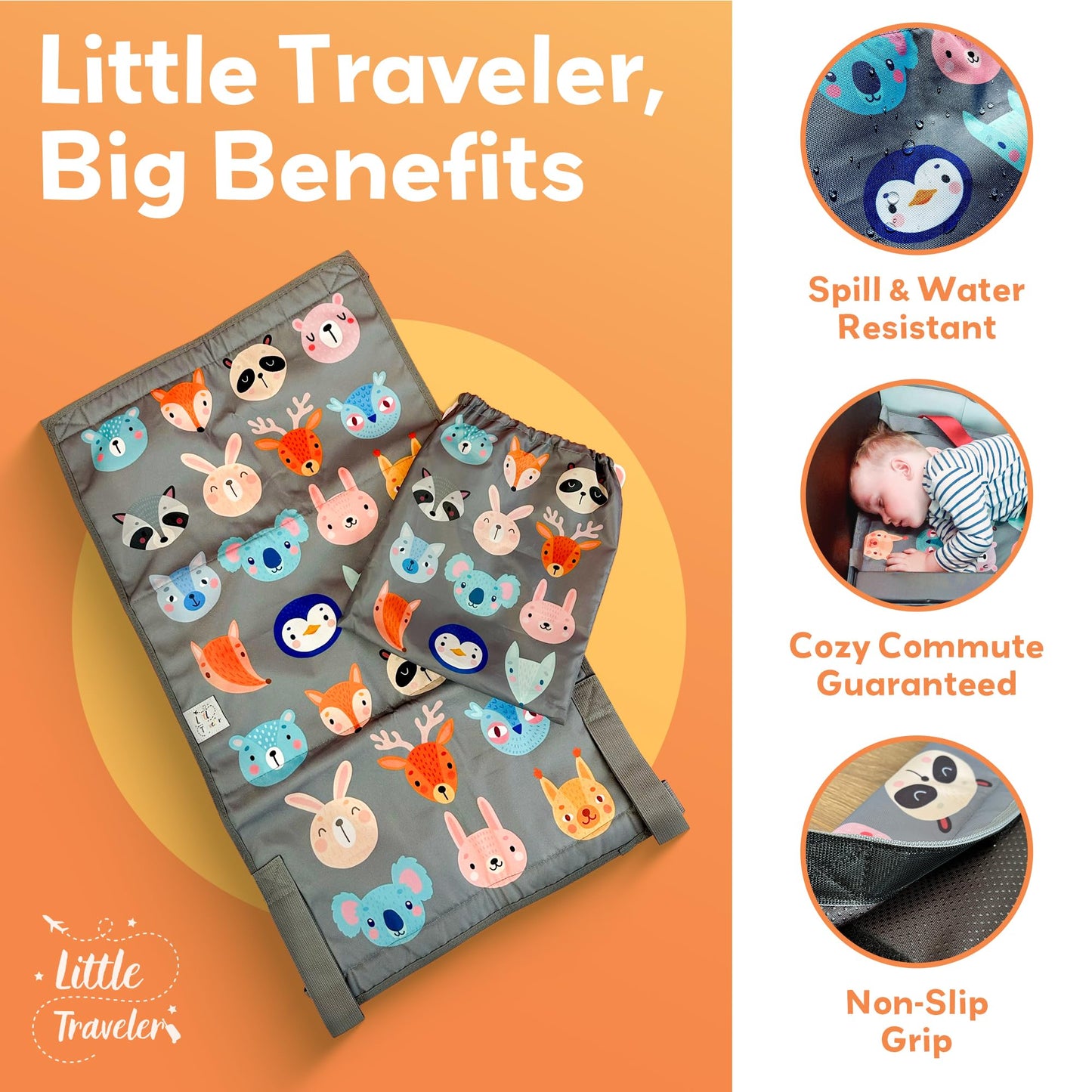 Little Traveler - Cama de Avión para Niños y Extensor de Asiento – Cama Portátil para Viaje, Ajustable y Fácil de Instalar – Esenciales para Viajar con Niños de 1 a 4 Años
