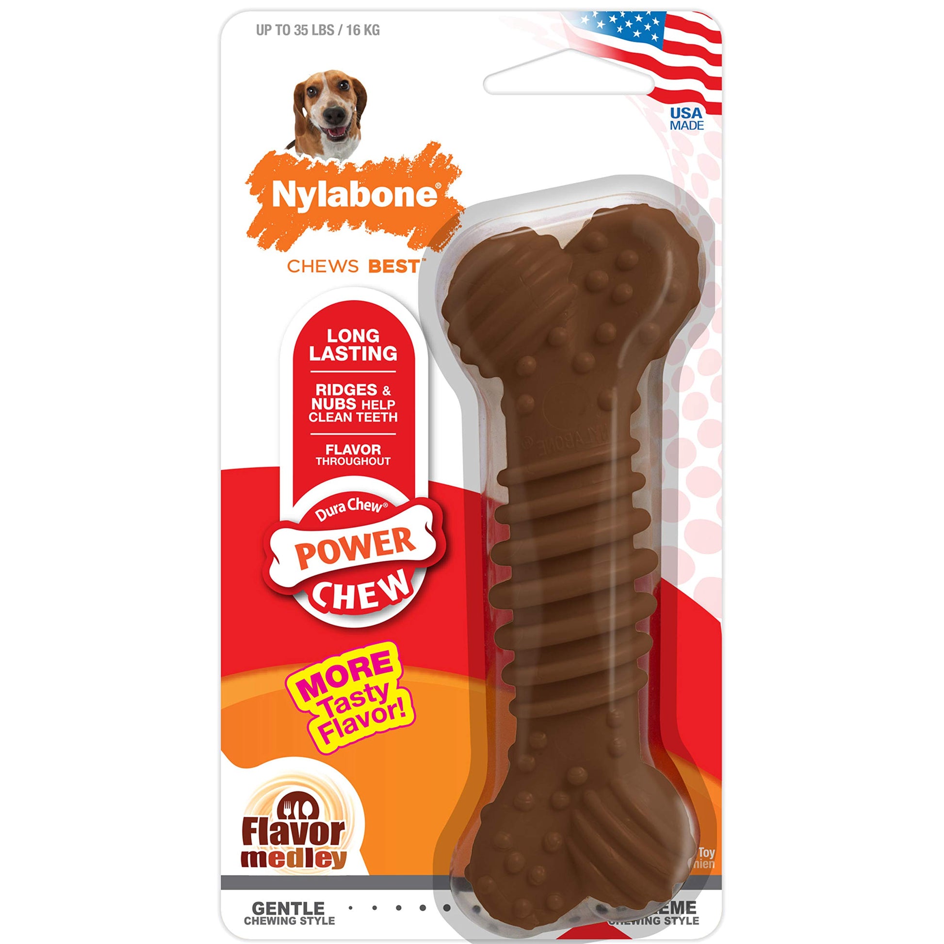 Juguete Masticable Texturizado Nylabone Dura Chew Sabor Hueso Medley Lobo Medio