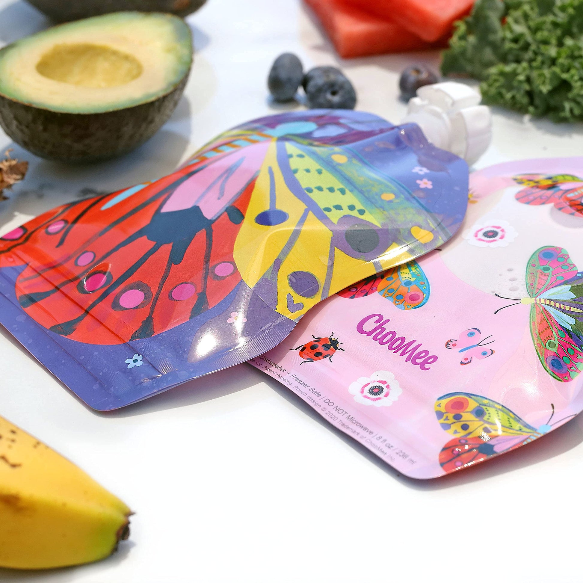 ChooMee Bolsas reutilizables para almacenamiento de alimentos para bebés, sin BPA, a prueba de fugas, para batidos, purés y alimentos para bebés, recargable, doble cierre, fácil de limpiar, parte