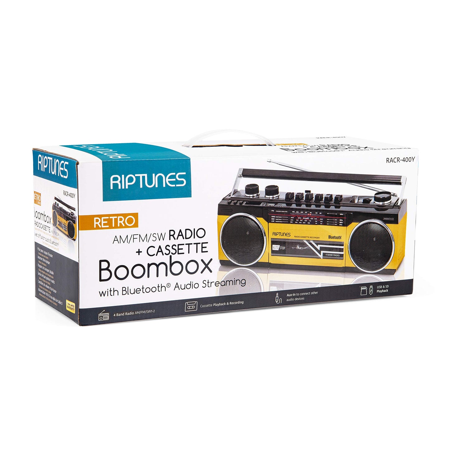 Reproductor Cassette Radio Onda Corta Riptunes Amarillo Mediano