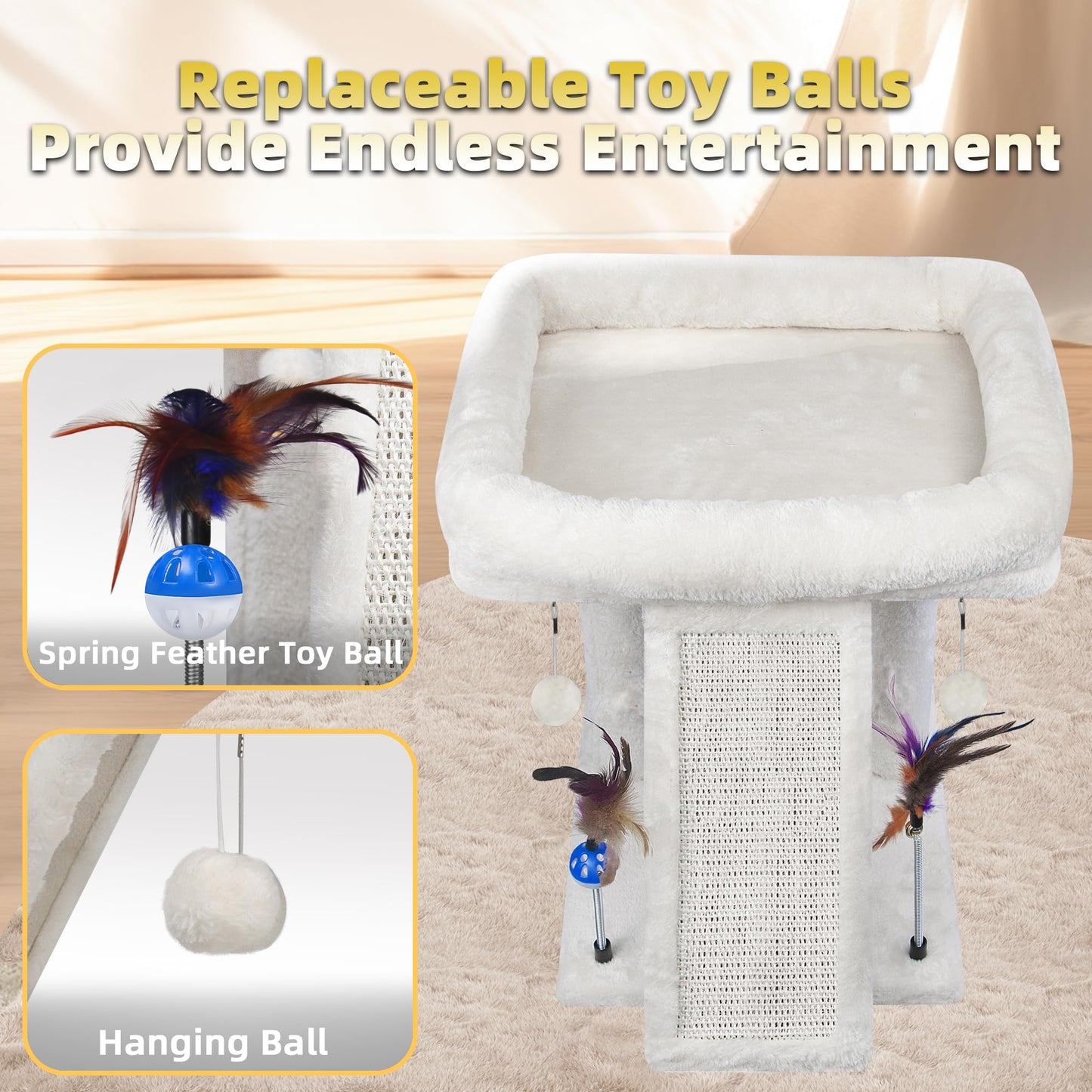 TWDEPART - Hamaca Colgante para árbol para Gatos con condominio para Gatos, Color Beige