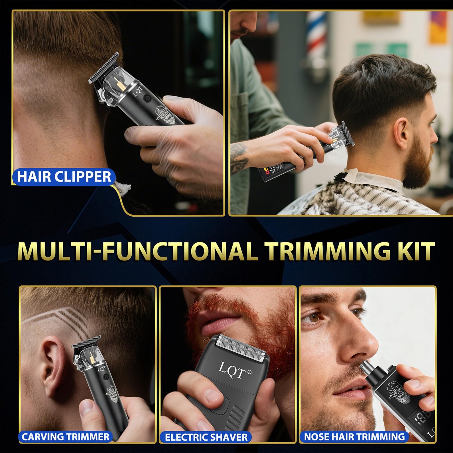 Afeitadora eléctrica de aluminio para hombre, kit de aseo de 3 piezas con cuchillas flotantes y pantalla LED, IPX7 resistente al agua, cortadora de barba húmeda/seca, maquinilla de afeitar eléctrica
