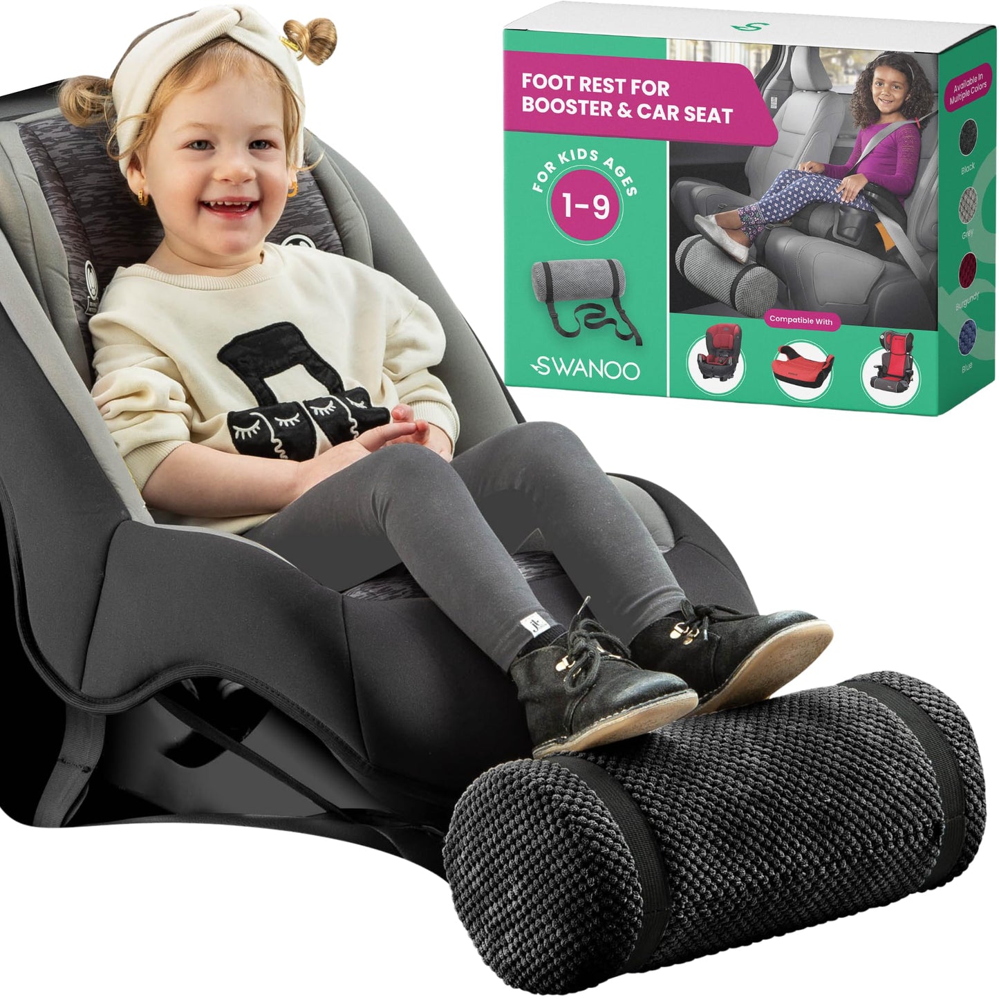 SWANOO - Reposapiés de asiento de coche para niños | Accesorios de asiento de coche |
