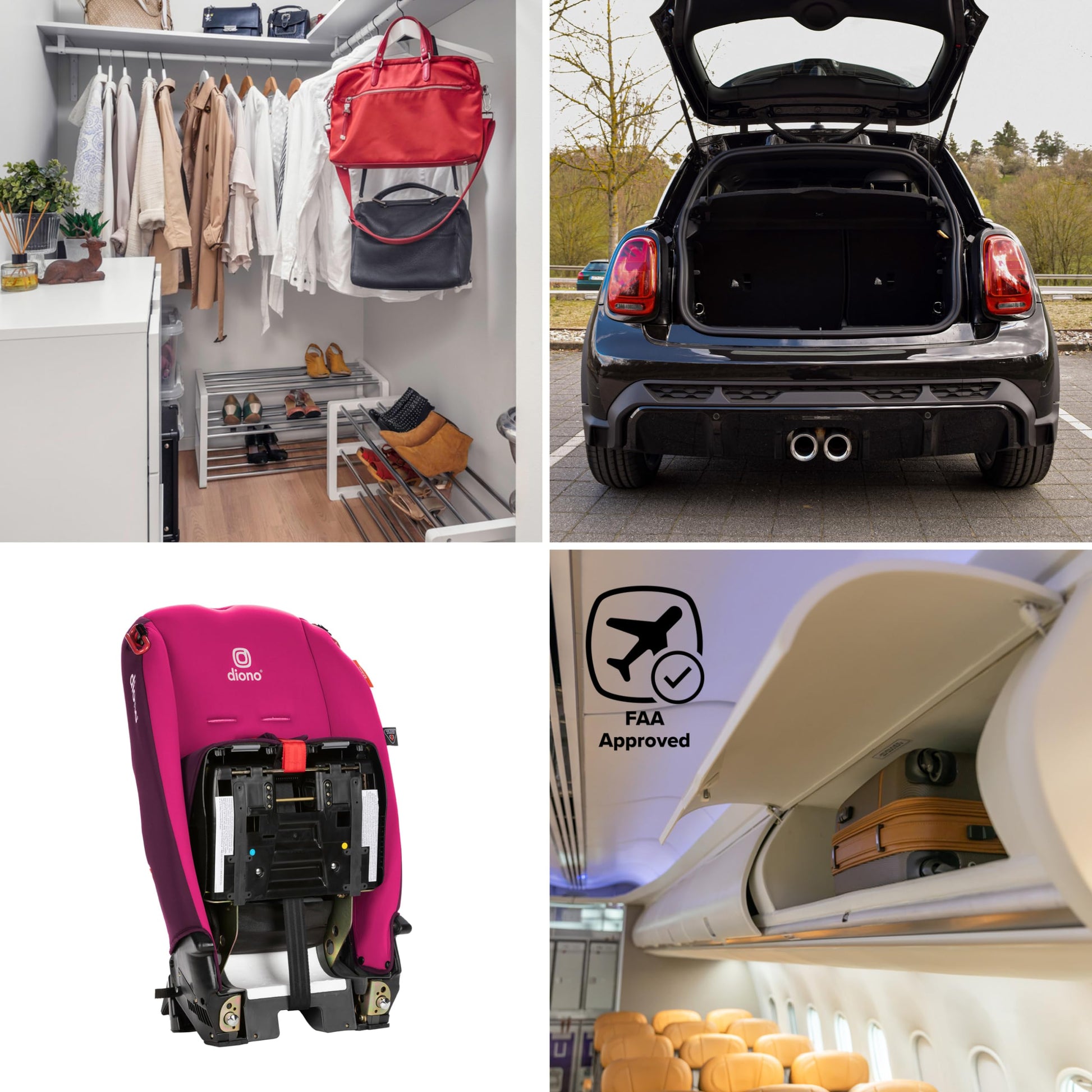 Diono Radian 3R, asiento de coche convertible 3 en 1, orientado trasero y orientado hacia adelante, asiento de coche de 10 años, ajuste delgado de 3 pulgadas, flor rosa