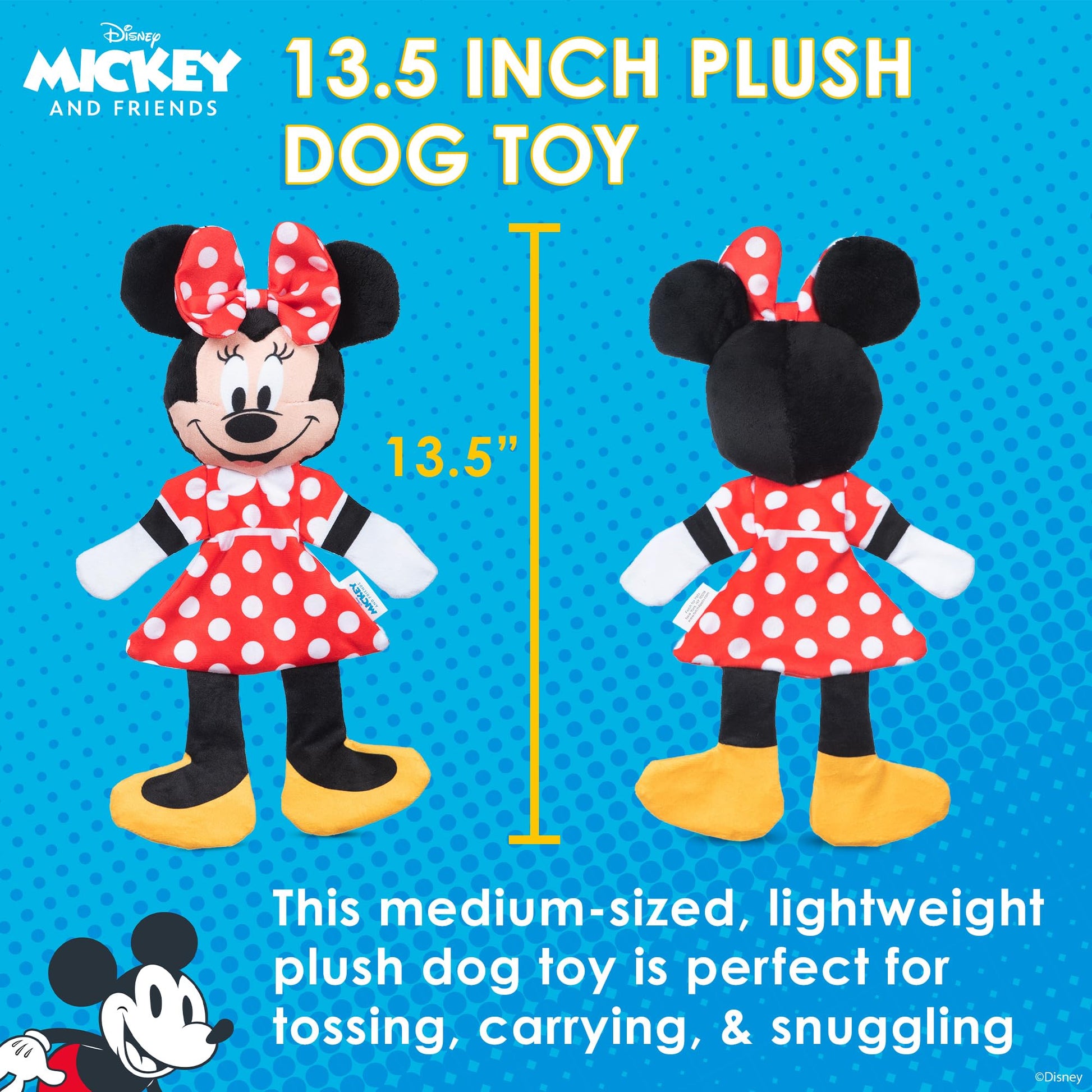 Disney for Pets Minnie Mouse - Peluche chirriante con Flattie Arrugado Cuerpo Perro Juguete de 12 Pulgadas | Juguetes para Perros Disney | Juguete chirriante de Felpa para Perros Inspirado en Minnie