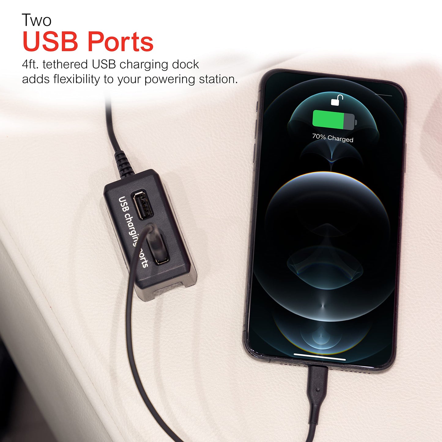 GE Protector de sobretensión UltraPro de 12 Salidas, 2 Puertos USB conectados, Cable de alimentación de 8 pies, 4320 Julios, Filtro de Potencia, disyuntor, garantía, listado UL, 11824