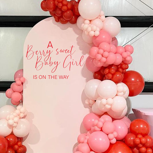 Capiont A Berry Sweet Baby Girl is on The Way - Vinilo decorativo para fiesta de baby shower, con temática de frutas dulces y bayas, suministros para fiesta de primer cumpleaños (rojo A Berry Sweet