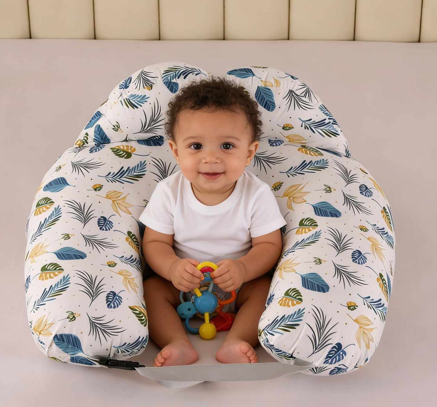 BABYLIAN Almohada de lactancia para lactancia, almohadas ergonómicas de alimentación del bebé con funda extraíble de algodón lavable, correa de cintura ajustable, talla grande, más apoyo para mamá y