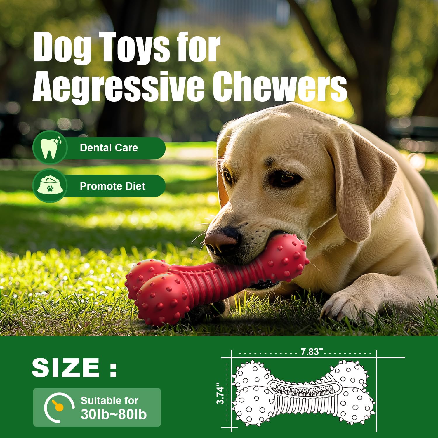 Juguete para Perros Ouilter Hule Resistente para Masticadores Agresivos