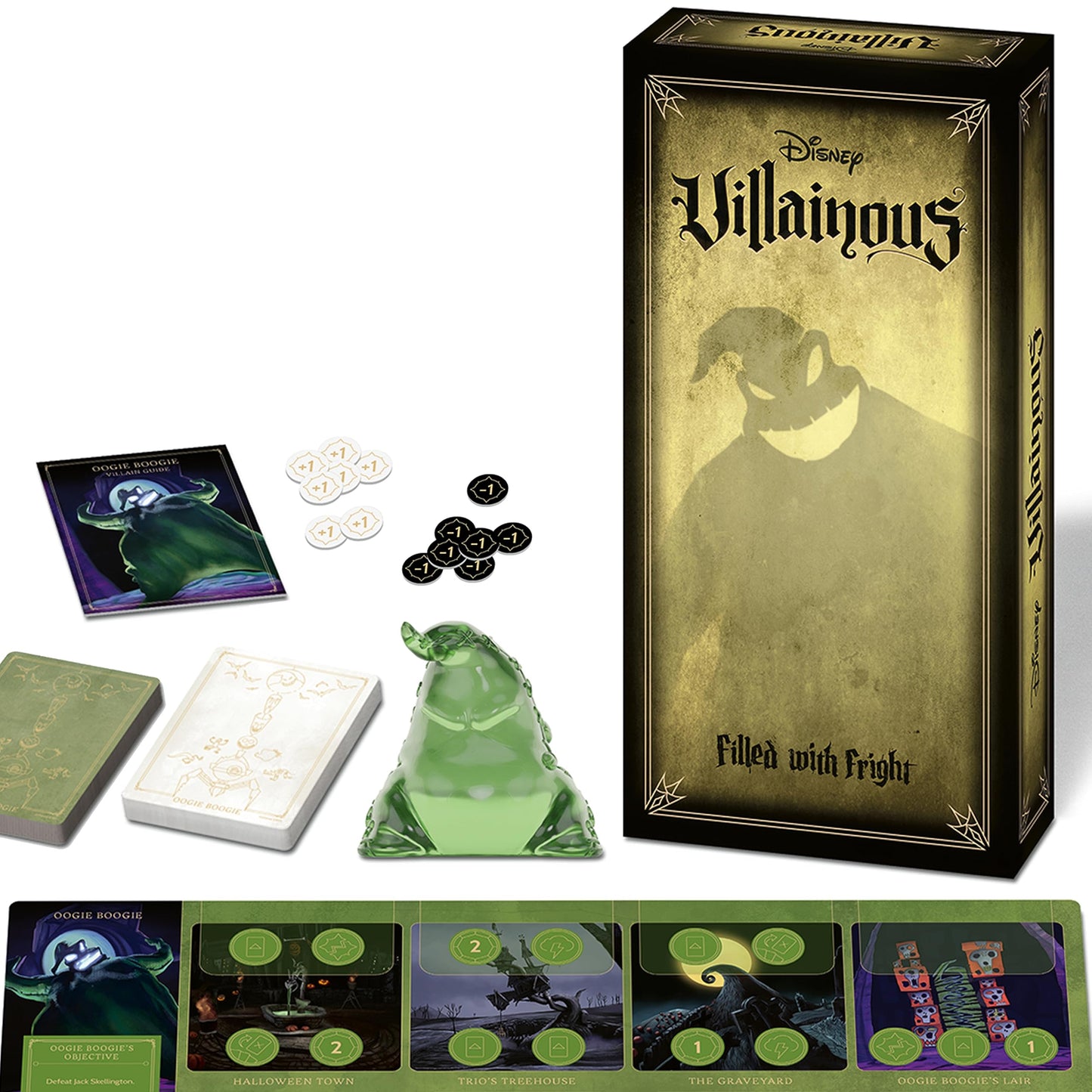 Ravensburger Disney Villainous: Lleno de susto, Juego de Mesa de Estrategia para Mayores de 10 años | Línea galardonada | con Oogie Boogie