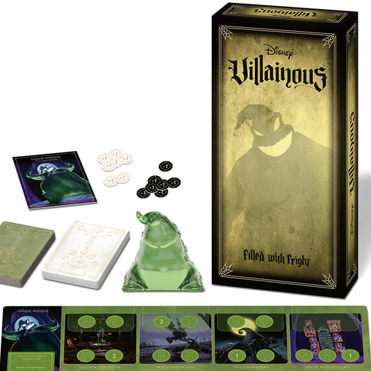 Ravensburger Disney Villainous: Lleno de susto, Juego de Mesa de Estrategia para Mayores de 10 años | Línea galardonada | con Oogie Boogie