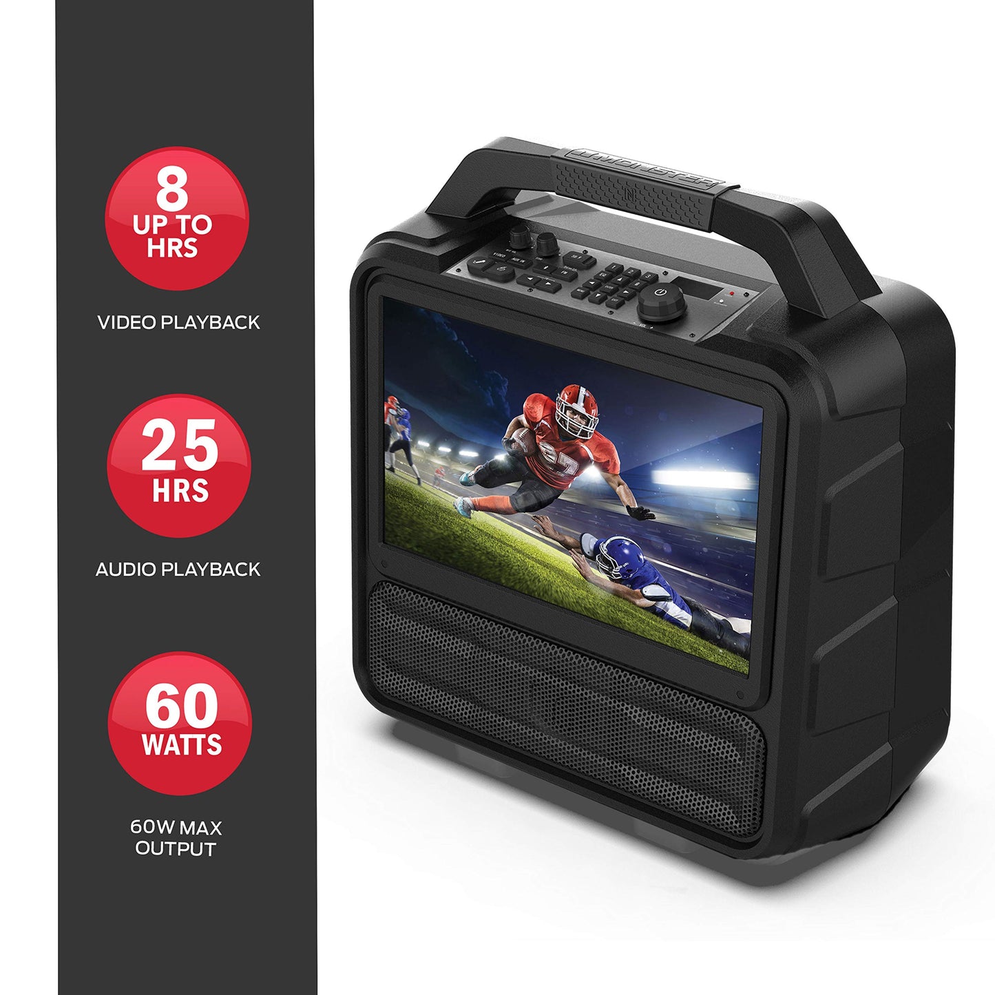 Sistema de Entretenimiento Portátil Monster Vision Full HD 15.6 Pulgadas con Audio 60 W y Transmisión Inteligente
