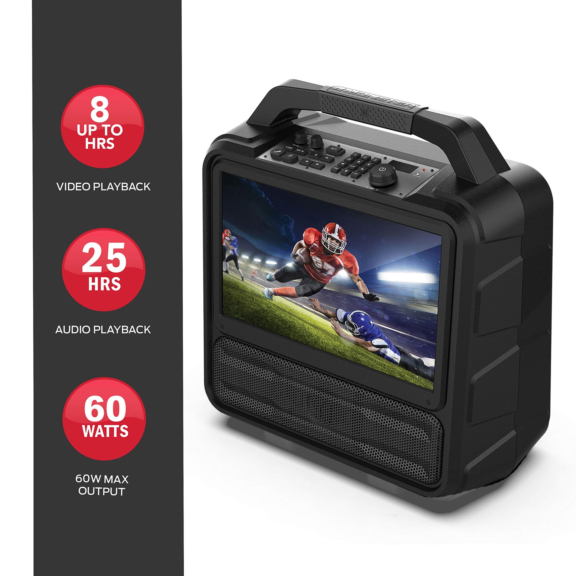 Sistema de Entretenimiento Portátil Monster Vision Full HD 15.6 Pulgadas con Audio 60 W y Transmisión Inteligente