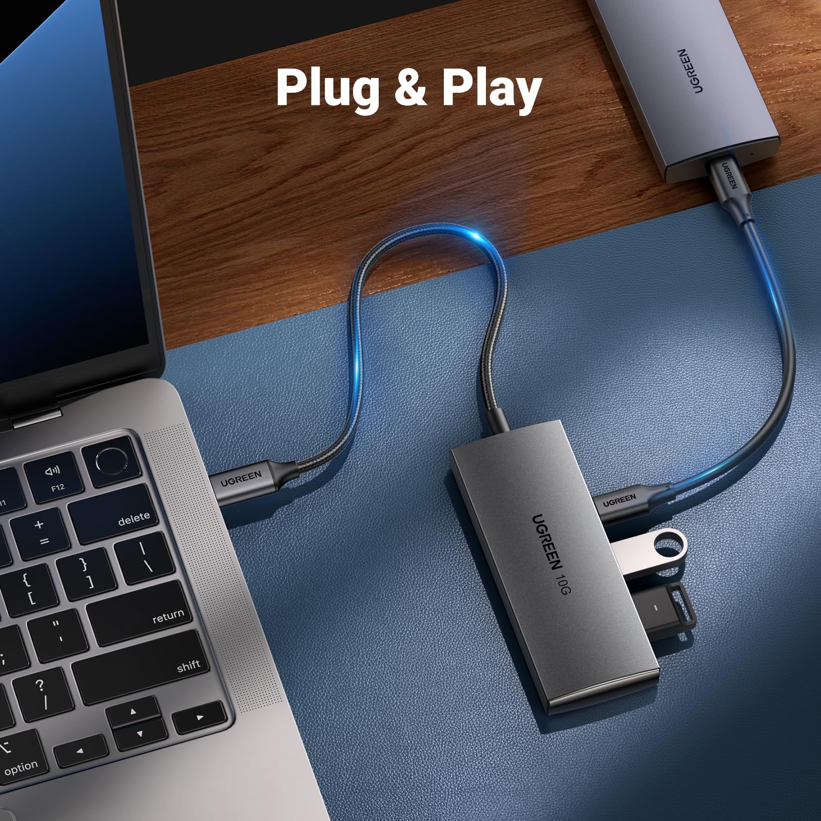 Hub USB C UGREEN 3.2 10Gbps con 4 Puertos para MacBook, Chromebook, iMac