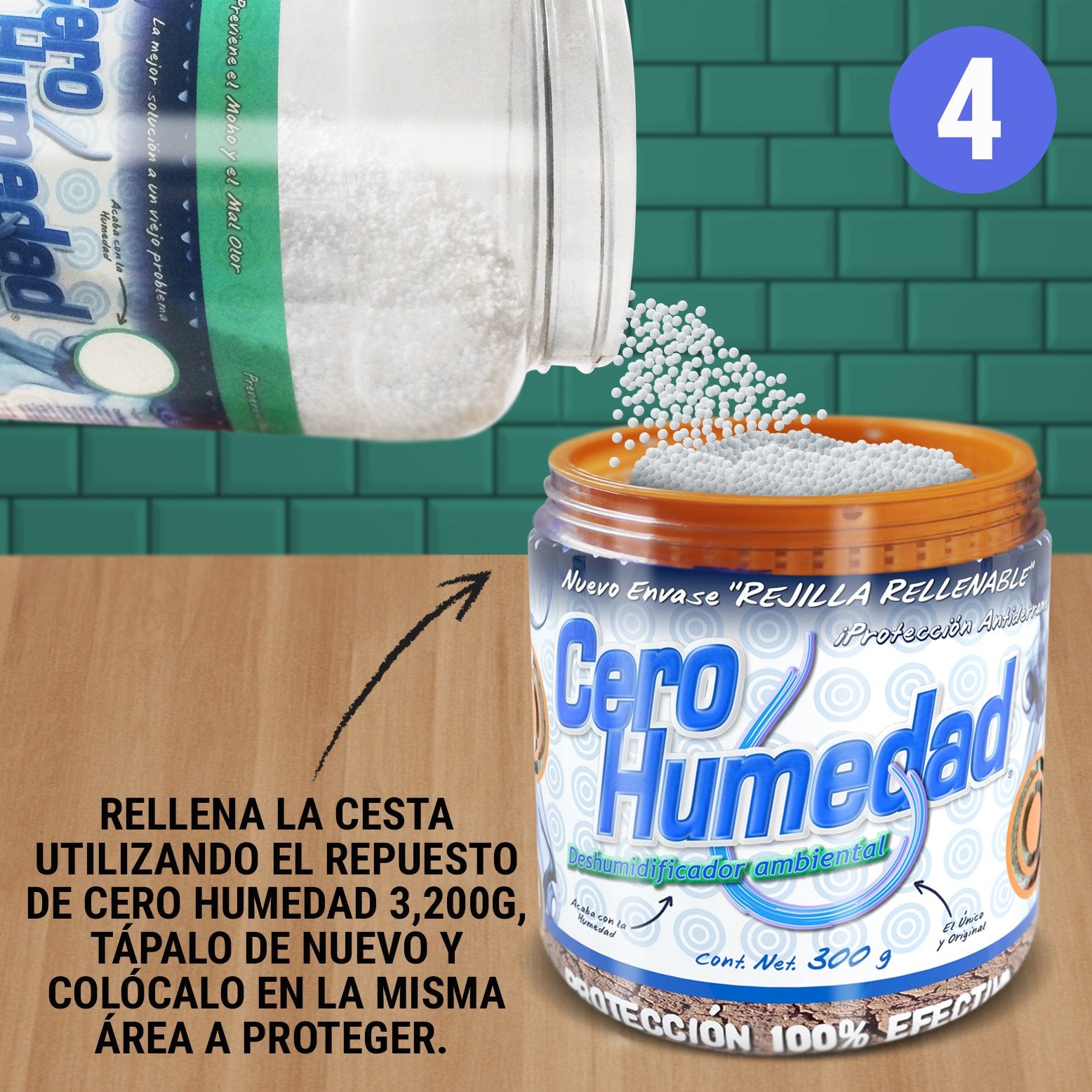 Cero Humedad | Paquete 3 | Incluye 2 Dry Hook de 450 grs. + 2 Rejillas Rellenables de 300 gr. + 1 Deshumidificador natural de 910 g. + 1 Deshumidificador Saquitos + 1 Refrikleen Gratis.
