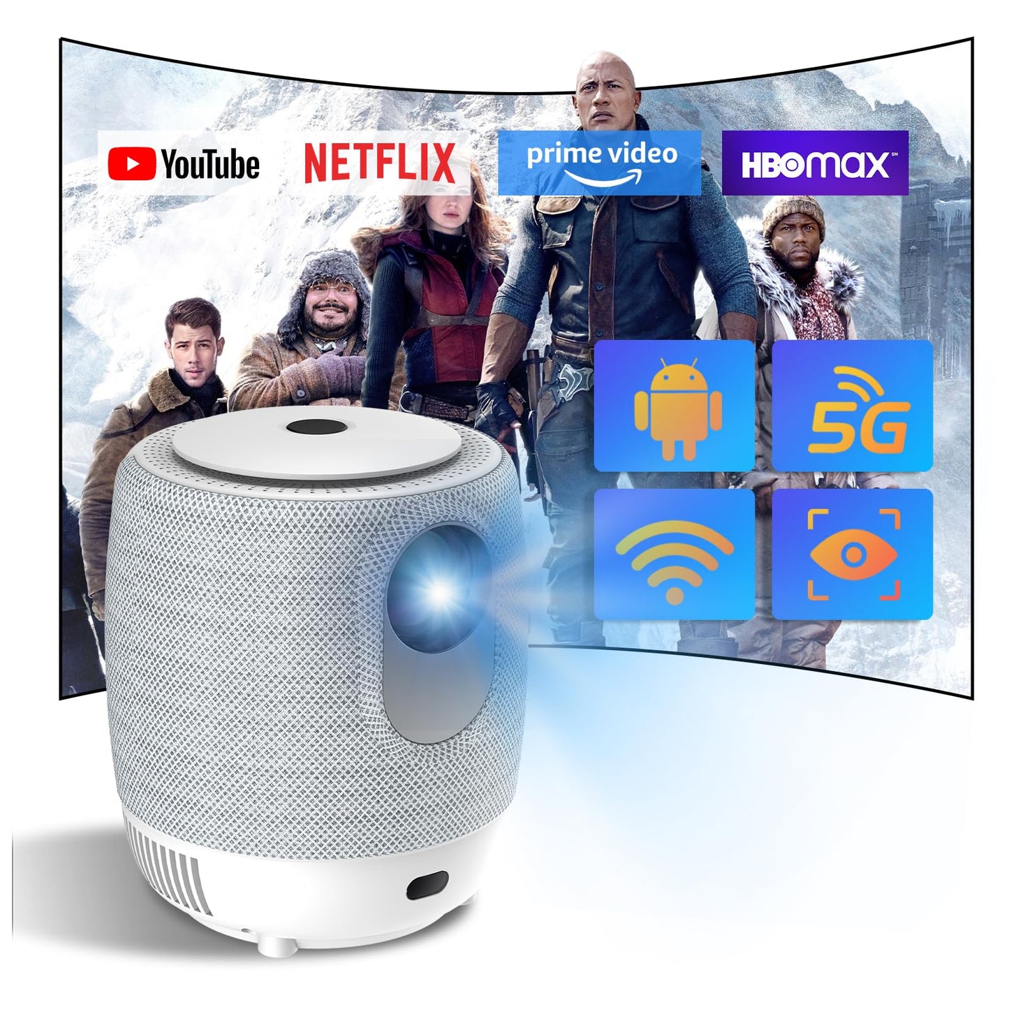Genérico Proyector Inteligente portátil WiFi Bluetooth 4K 1080p Pantalla Grande para casa películas al Aire Libre reuniones y Juegos