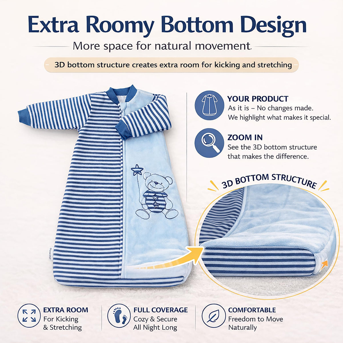 BLOOMSTAR - Saco de dormir para niños pequeños (3-5T), manta de terciopelo de 1.6-1.8 tog con brazos, suave y acogedor saco de dormir para primavera y otoño, extra largo para niños activos