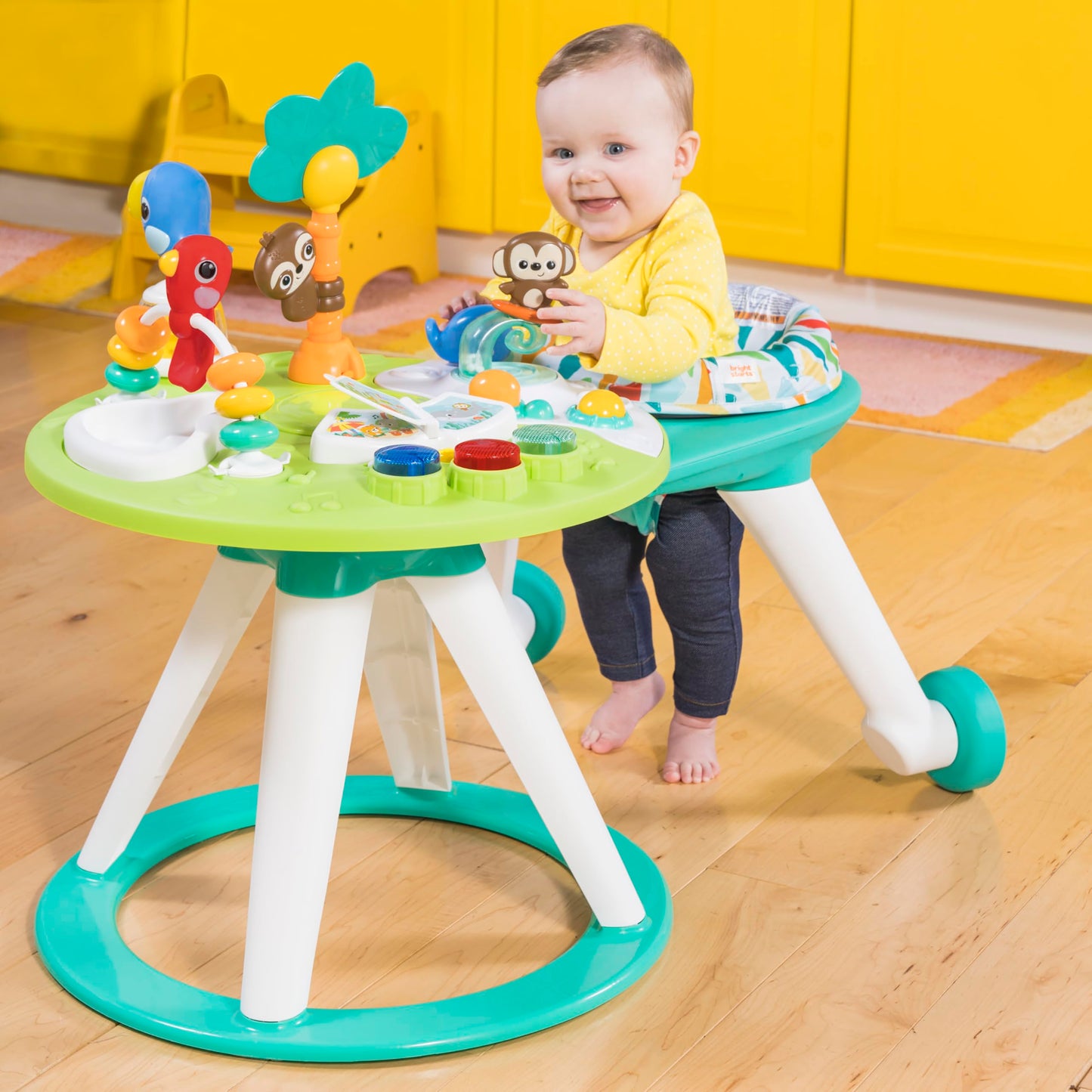 Bright Starts Around We Go - Mesa y centro de actividades 2 en 1 para caminar